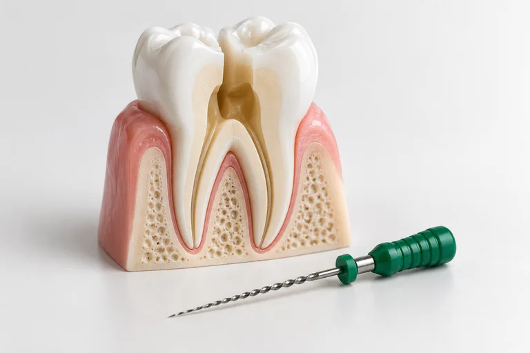 Illustration of root canal treatment dental models